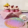 CEILIWEN Rainbow Party Plates, Pink Gold Paper Plates, 7 inch
