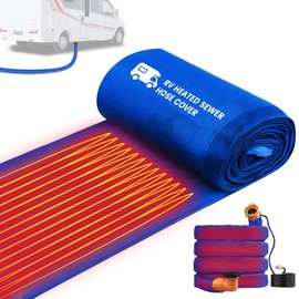 15FT RV Sewer Hose Heated Sleeve, Heated Sewer Hose for RV Camper, Insulated Waterproof Heated Cover for RV Sewer Hose, RV Winter Accessories for RV Camper（JUST Cover (Blue, 15 FT)