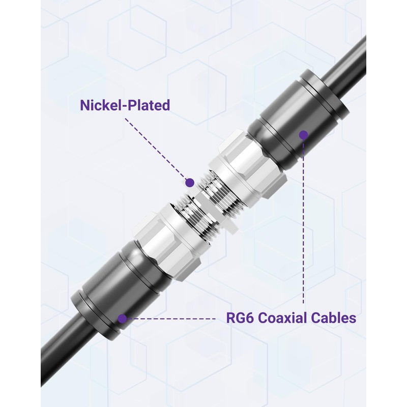 VCE 3GHz Coaxial Cable Connector, RG6 Coax Cable Extender F-Type