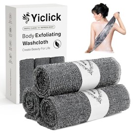 Yiclick 3 Pack Exfoliating Washcloth Towels - Exfoliating Body Scrubber Exfoliator, Back Scrubber for Use in Shower Bath, Japanese & Korean Scrub Wash Cloths, Loofah Lufa Sponge Washer for Women Men