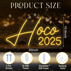Tuanse HOCO 2025 Sign Homecoming Party Decoration HOCO LED Letter Sign Wall Decor 20 x 10.6 Inch Light up Background for 2025 Homecoming Dancing Party Photo Props Football Game Assembly Favor Supplies