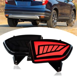 BINQIGOO LED Rear Bumper Reflector Light Fog Tail Lamps Compatible with Honda Pilot 2019-2022 EX EX-L Touring DRL Turn Signal (Smoked)