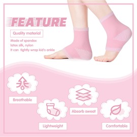 3 pares de tobilleras de compresión para niños, tobilleras, mangas de compresión para soporte de arco del pie, calcetines para niñas, deportes, correr, bailar, fitness, gimnasia (rosa, S)