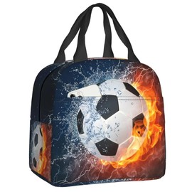 QRKPVHD Children's Lunch Bag Boys Lunch Bags Storage Lunch Tote Portable Bag Insulated Cooler Bag Lunch Bag Kids 3D Football Insulated Reusable Lunch