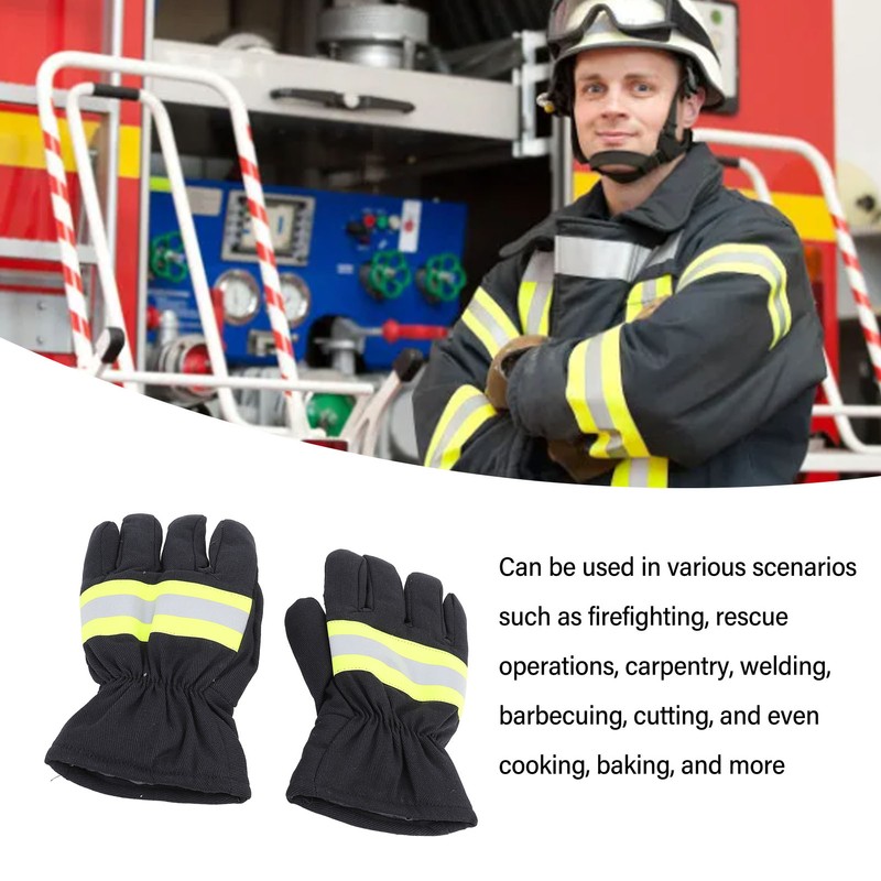 Firefighter Gloves Flame Resistant Soft Comfortable 27cm Length Safety Working