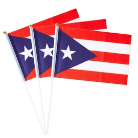 Puerto Rico Flag Puerto Rican Flag, Small Mini Handheld Puerto Rico Flags on Stick, Ideal for Party Parades Sports Events Patriotic Festival Decorations