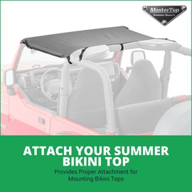 MasterTop No Drill Windshield Header for Summer Soft Top Installations|Fits all 1997-2006 Jeep TJ Wranglers|Fits all Brands of Summer Soft Tops|Not needed for MasterTop Mesh Tops|14700201