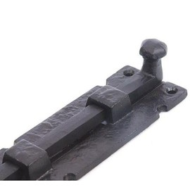 Van Dyke's Restorers Rustic Vintage Iron Flush or Offset Surface Bolt for Gates, Doors, and Cabinets, Flush Surface - Black Powder Coat, 8"