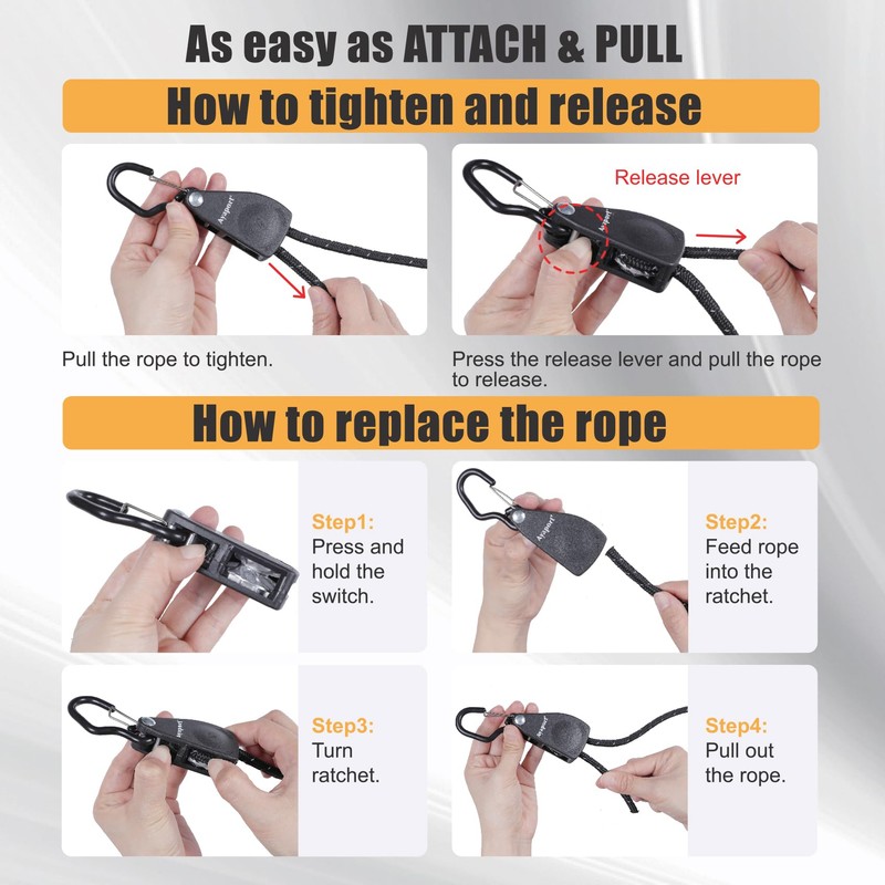 Ayaport Adjustable Rope Hanger 1/8" x 8' Kayak Rope Tie