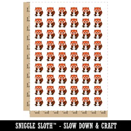 Adorable Red Panda Sitting Temporary Tattoo Water Resistant Fake Body Art Set Collection - 54 1" Tattoos (1 Sheet)