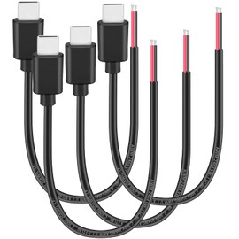 Yeebline USB C Male 2 Pin Bare Cable, 4-Pack 11inch 20AWG Replacement USB Type C Male Plug to 2Pin Wire DIY Pigtail Cable Extension Power Cord Open End Adapter Connector 5V 5A