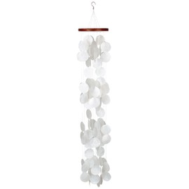 Woodstock Wind Chimes for Outside, Outdoor Decor, Garden, Porch, and Patio Decor, (40") Decorative Wind Chime, Dorm Room Decor, Teen Decor, Capiz Waterfall, White Blanca Capiz Wind Chime (CWRB)