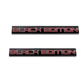 2pcs Black Edition Metal Emblem 3D Badge Replacement for Car Truck Side Door Bike Stickers Nameplate (Silver Black Red)