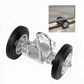 Demimy Heavy Duty Sliding Gate Wheels, 6 Inch Rubber Rolling Wheel for Chain Link Gates, Double U-Bolts Clamp Stem Mount Fits 2" Metal Tube, Sliding Door Guide Rollers for Driveway Gates, 1 Pack