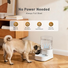 PAWGETHER Gravity Dog Water Bowl Dispenser Automatic Pet Water Dispenser for Dogs Gravity Water Bowl for Cats 1 Gallon/3.78L with 6 pcs Filters