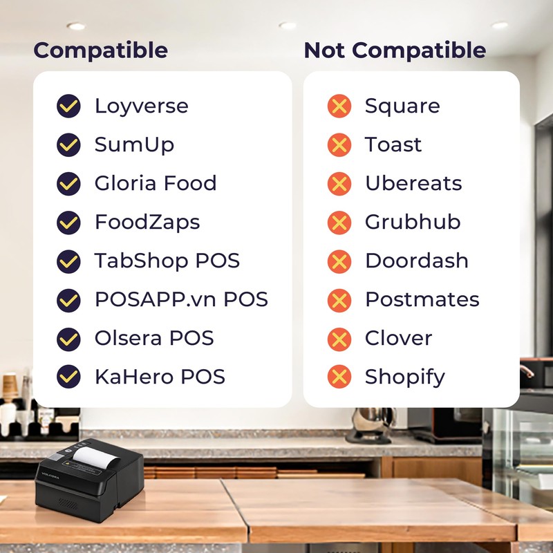 Volcora Thermal Receipt Printer, 80mm POS Printer w/Auto Cutter, USB/Bluetooth