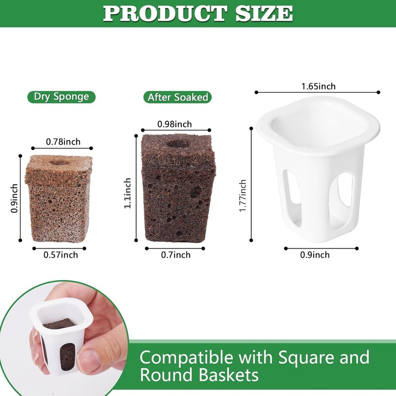 LAPOND 100 Pack Grow Sponges, Replacement Root Growth Sponges Seed