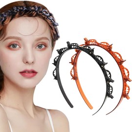 2 Pack Braided Hair Pins, Double Layer Hair Clips, Hairstyle Aid Headband Clips, Pony Hair Clips, Braided Headbands, Styling Accessories for Women and Girls