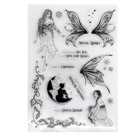 arriettycraft Magic Fairy Merry Christmas Snowflakes Berry Branch Rubber Stamps Clear Stamps for Christmas Card Making Decoration and DIY Scrapbooking Rubber Stamps for Crafts