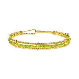 Gold Plated Babalawo Green Yellow Beads Women's Bangle Orula Bracelet - Stylish Gold Plated Orula Bracelet