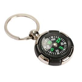 ODETOJOY Small Cool Compass Keychain Metal Silver Wheel Ruder Compass with Key Chain for Outdoor Camping Hiking Climbing Key Rings Holder
