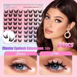 Fyonas Manga Lash Clusters Spiky Eyelash Clusters Wet Look Cluster Eyelash Extensions CC Curl Crisscross Individual Lashes 11-13mm Cosplay Lashes Clusters DIY at Home (Devil)