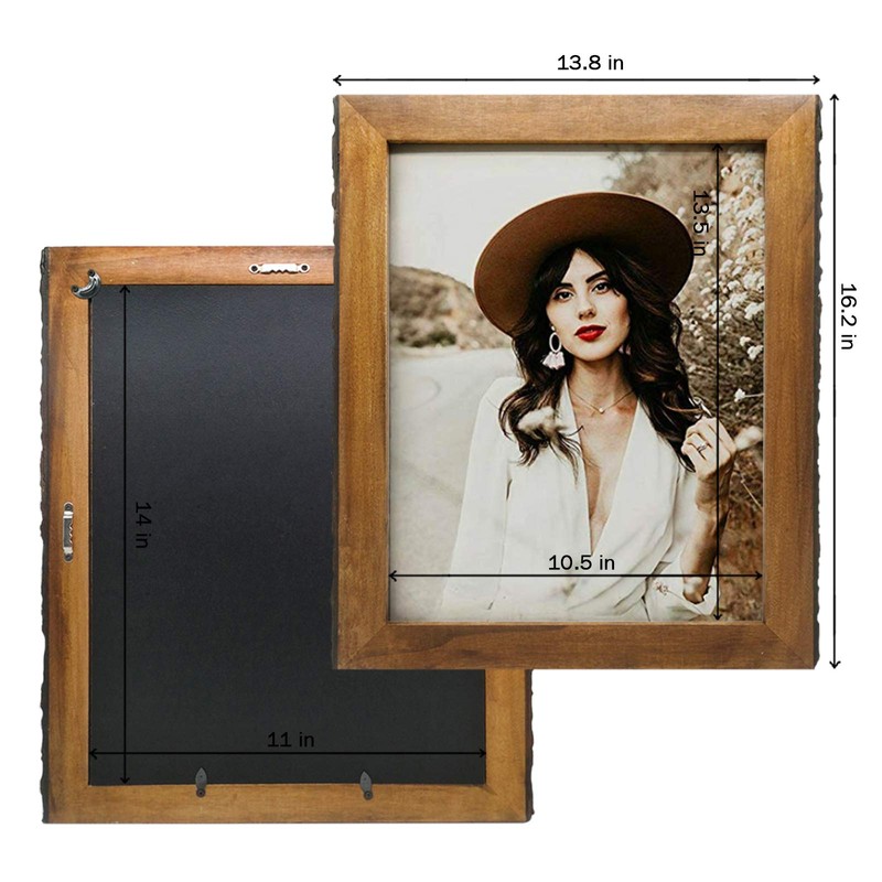 IKEREE 11x14 Rustic Picture Frames with Bark Edges, Wood Photo