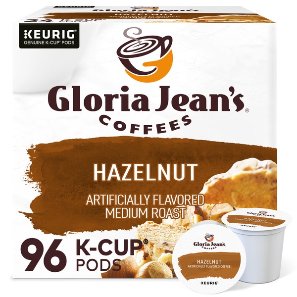 Gloria Jean's Coffees Hazelnut, Single-Serve Keurig K-Cup Pods, Flavored Medium