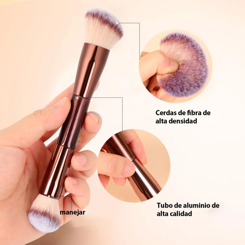 Set 7 Brochas Maquillaje Profesional Alto Nivel Color Marrón