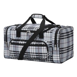 YoKelly Gym Bag Sport Duffle Bag - 20 inch Weekender Overnight Travel Duffel Bag with More Pockets - Grey/White