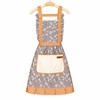 Retro Floral Canvas Apron for Kitchen Cooking – Ruffle Edge