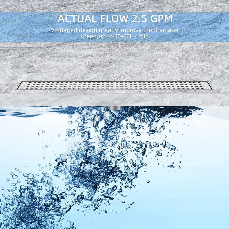 ZEKOO Linear Shower Drain 24 Inch Brushed Nickel,304 Stainless Steel