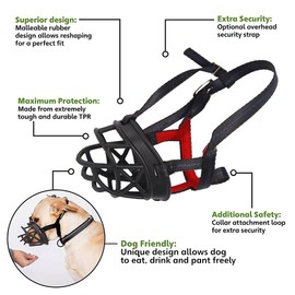 Mayerzon Dog Muzzle, Basket Breathable Silicone Dog Muzzle for Anti-Barking and Anti-Chewing