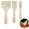 Flat Brush Set of 3, Wooden Handle Brush, Glaze Brush