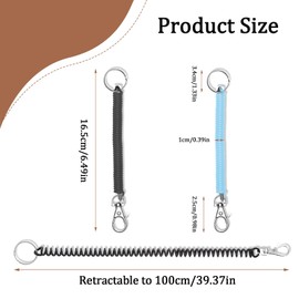 Thatyro 18 Pcs Spiral Retractable Coil Spring Keychain, 18 Colors Anti-Lost Coil Key Chains with Clip, Stretchy Coiled Lanyard Spiral Key Ring Holder with Lobster Clasp for Wrist Wallet Cellphone (18)