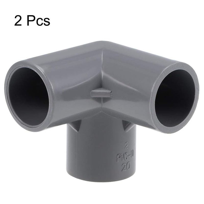 TOP-VIGOR 2Pcs 20mm 3 Way Elbow PVC Pipe Fitting, Tee