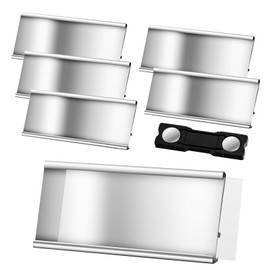 Haizibo 5 Stück Namensschilder für Kleidung Magnet,Aluminium Namensschilder mit Starkem Doppelmagnet,Professionell Magnet Namensschild mit Papierschlitz,ca. 72x 35 mm(2.8x 1.4Zoll)(Silber)