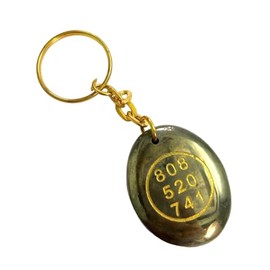 CRYSTALMIRACLE Golden Pyrite Numeric Zibu Key Chain Crystal Healing Fashion Accessory for Home Office Handcrafted