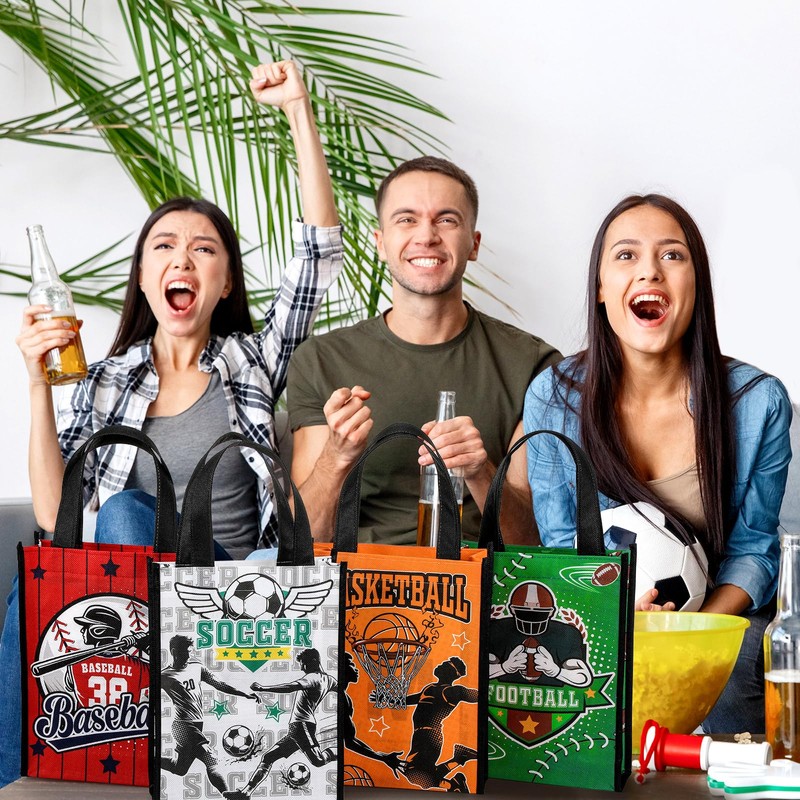 Estune 24 Pcs Sports Party Favor Bags Football Softball Baseball