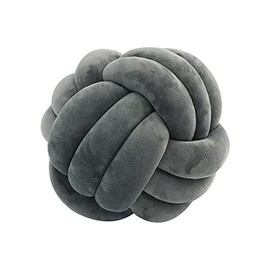 Soft Knot Ball Pillows,Round Throw Pillow Cushion Children Room Decoration Plush Pillow,Handmade Round Plush Pillow,Calming Stress Relief PlushToy,diameter 28cm (dark grey)