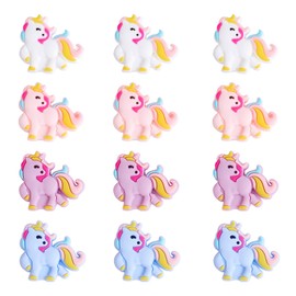 WEWAYSMILE 12 Piece Animal Silicone Beads Cute Silicone Beads DIY Silicone Beads Bulk Beads Used for DIY to Make Various Handicrafts, Beaded Pen, Beaded Phone Straps, Bag Pendants Etc(Unicorn)