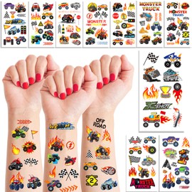 90 PCS Monster Trucks Temporary Tattoos, Monster Trucks Party Favors Supplies Birthday Decorations Monster Trucks Tattoo Stickers for Kids Boys Girls Gifts Goodie Bags Fillers Prizes Rewards