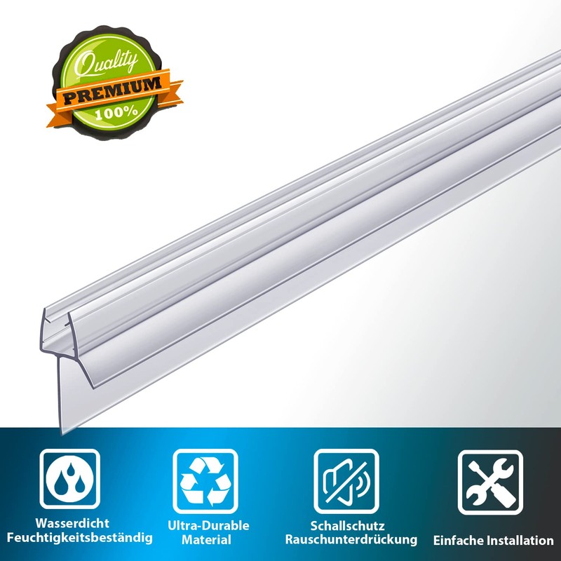 2-Pack Butecare Frameless Shower Door Bottom Seal with Long Sweep