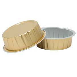 100ct Tiny 2oz Gold Bakeable Aluminum Cups | Mini Disposable Ramekins for Baking | Tiny Creme Brulee Ramekins | Ideal Bakeable Dessert Cups | Baking Essentials Ramekins 2 oz | Mini Baking Cups for Parties, Weddings, Catering | CMJJ