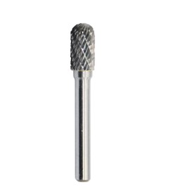 SC-3 Tungsten Carbide Burr Rotary File Cylindrical Ball Nose End Shape Double Cut for Die Grinder Drill Bits 1/4'' Inch Diameter of Shank and 3/8'' Inch Diameter of Cutter 3/4'' Inch Cutter Length