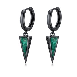 Midir&Etain Feather / Sword / Lace / Cross / Star of David Hanging Earrings for Men Women 925 Sterling Silver Punk Earring Malachite Turquoise Jewellery Birthday Gift, Sterling Silver
