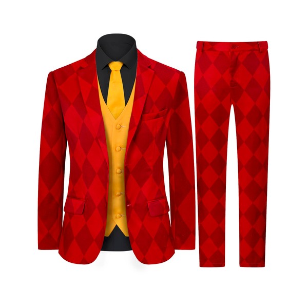 Fashonal Red Clown Suit Costume Adult Men, Clown Outfit Blazer