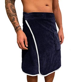 HOMELEVEL Men's Sauna Kilt - Bath Towel for Spa - Cotton Gym Towels for Men - with Hook-and-Loop Fastening & Pocket