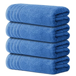 Avalon Towels Bath Towels Set of 4, Size 30 x 60 Inches, Highly Soft and Absorbent, Quick Drying, Lightweight, Perfect for Daily Use (Blue)
