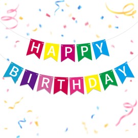 Oeyliz Happy Birthday Banner Birthday Decorations Happy Birthday Sign Party Backdrop Decor Party Supplies Hanging Garland Wall Decor (Multicolor)